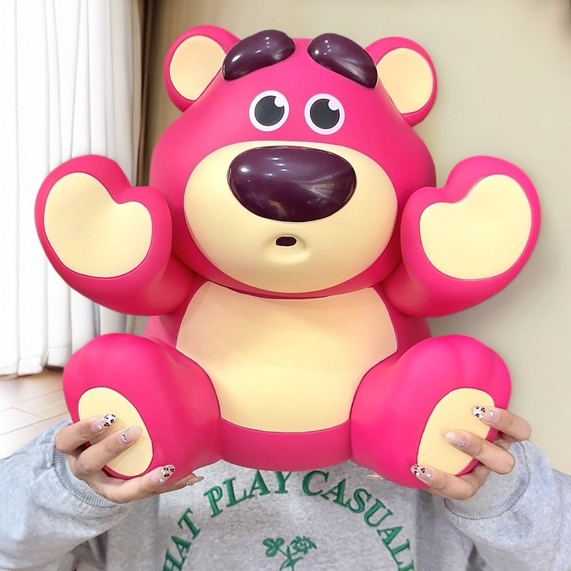 【冉紅】正版 名创优品 迪士尼 草莓熊储存罐 玩偶擺件 存钱罐 送礼-細節圖2