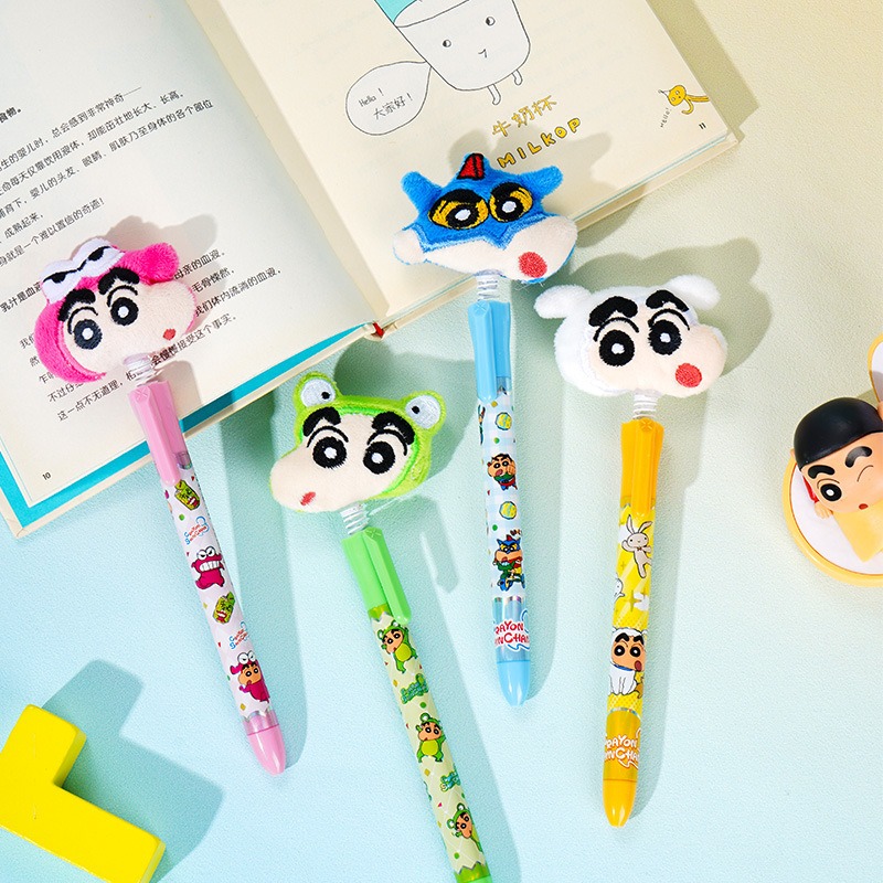 【Joytop悦木】蠟筆小新-摇摇毛绒绒头中性笔单支吸塑插盒装 0.5黑笔 送禮-細節圖3