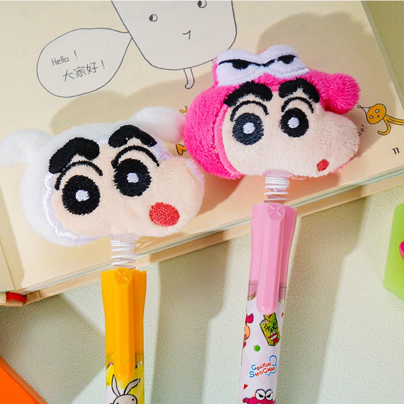 【Joytop悦木】蠟筆小新-摇摇毛绒绒头中性笔单支吸塑插盒装 0.5黑笔 送禮-細節圖4