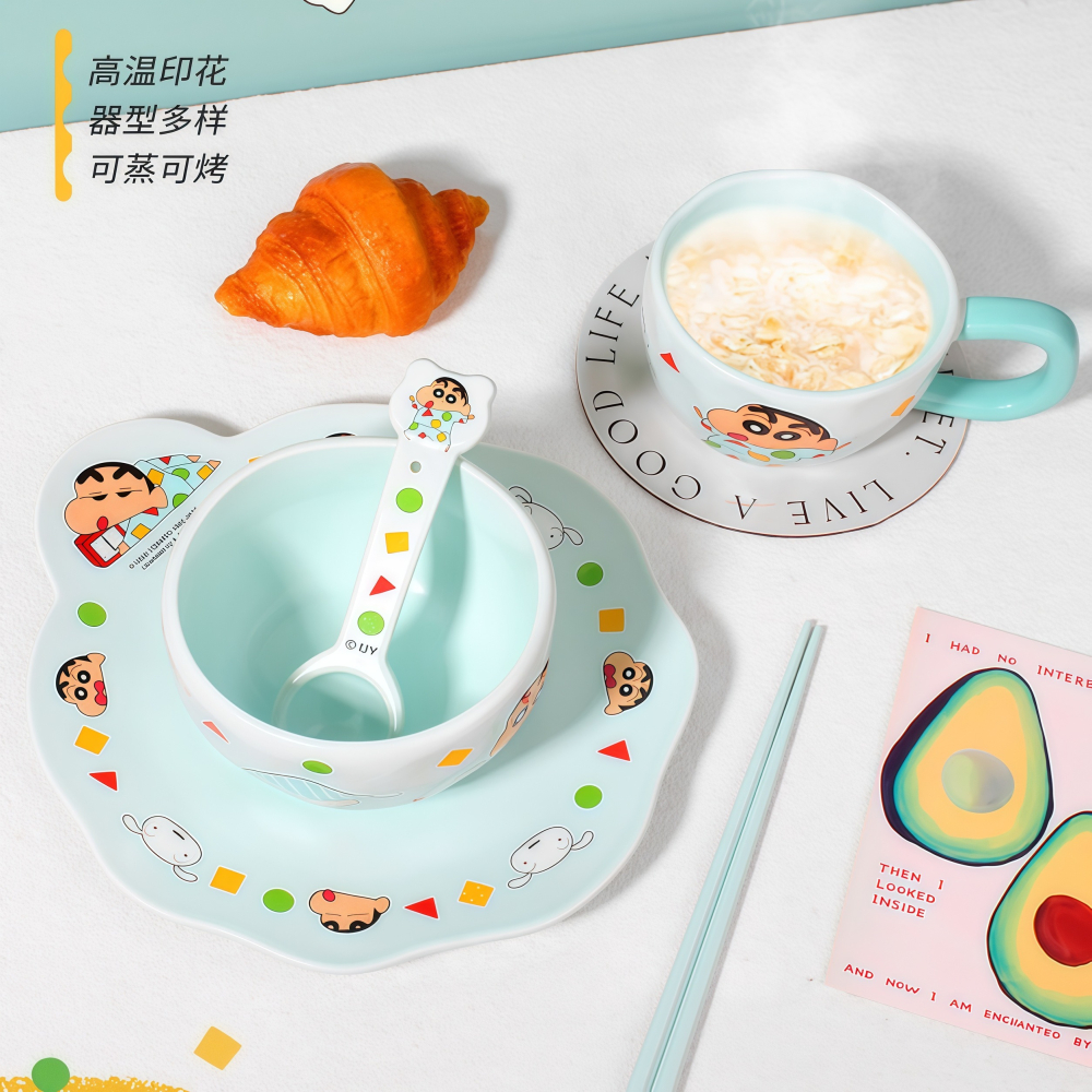【現貨】正版 蠟筆小新 睡衣禮盒 飯碗 面碗 盤子 點心盤 水果盤 筷子 睡衣小新 新之助 送禮 萌兔兔-細節圖3