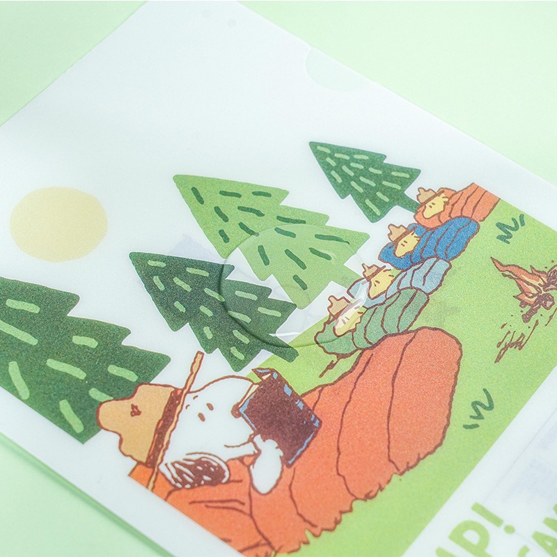 【Joytop悦木】史努比 野营日记-收纳袋组合装 史努比单片夹a4办公文件用品 送禮-細節圖3