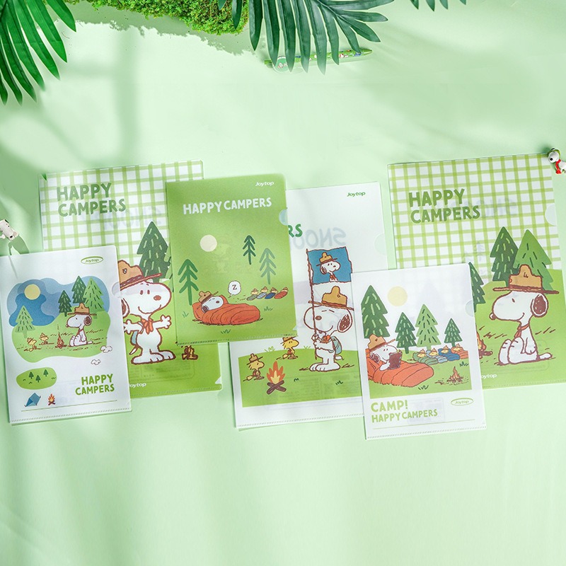 【Joytop悦木】史努比 野营日记-收纳袋组合装 史努比单片夹a4办公文件用品 送禮-細節圖6