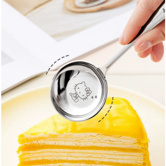 正版 三麗鷗 不锈钢勺子 食品级家用可爱卡通圆头汤勺 吃饭勺子 调羹 送禮-細節圖3