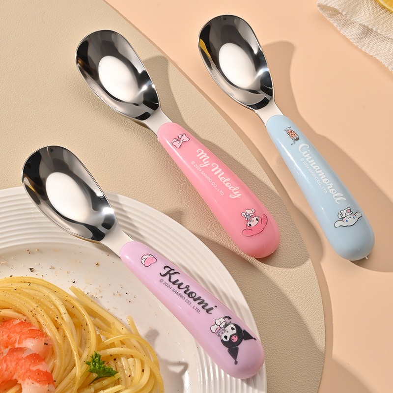 正版 三麗鷗 304不锈钢元宝勺  库洛米 儿童辅食勺 婴儿宝宝喂养餐具 送禮-細節圖4