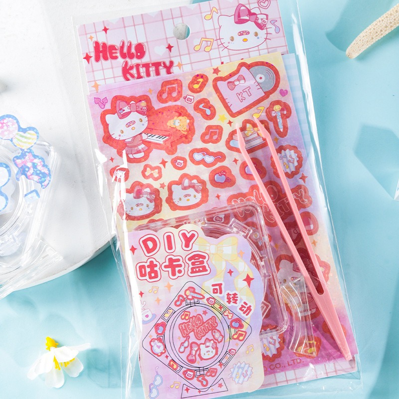 【Joytop悦木】三麗鷗 JK学院-DIY贴纸旋转咕卡盒 儿童文具 学生贴纸 创意 送禮-細節圖4