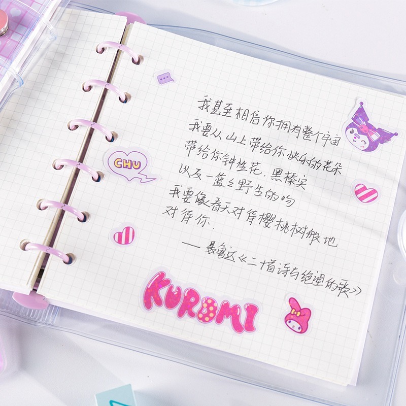 【Joytop悦木】三麗鷗 JK学院-方形手帐本 可爱网格方格本子 金属夹可拆卸活页本 送禮-細節圖3