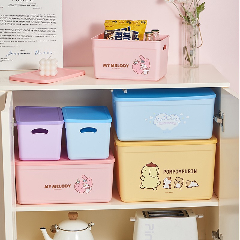【三麗鷗&塑業】正版 带盖收纳盒 家用收纳杂物整理盒 桌面储物盒 玩具塑料盒子 送禮-細節圖2