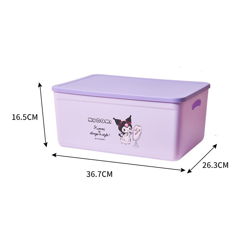 【三麗鷗&塑業】正版 带盖收纳盒 家用收纳杂物整理盒 桌面储物盒 玩具塑料盒子 送禮-規格圖5