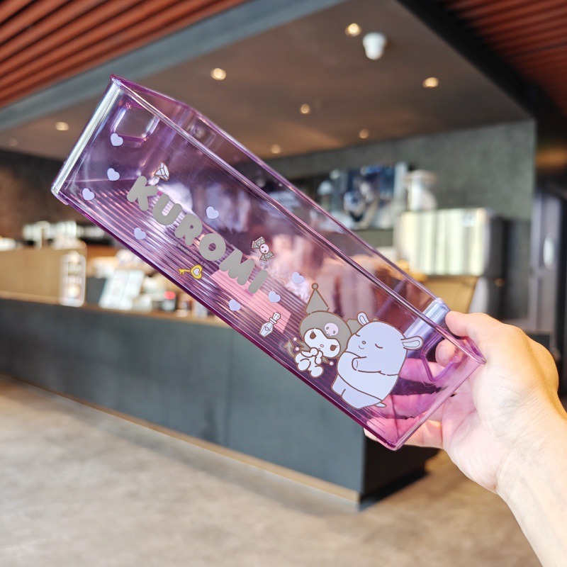 【三麗鷗&塑業】正版 长方形文具杂物盒 玉桂狗 庫洛米 凱蒂貓 塑料透明盒 桌面收纳盒子 送禮-細節圖2