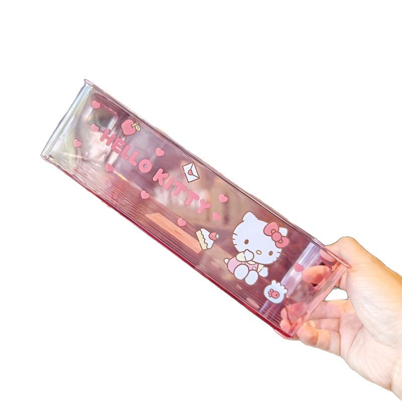 【三麗鷗&塑業】正版 长方形文具杂物盒 玉桂狗 庫洛米 凱蒂貓 塑料透明盒 桌面收纳盒子 送禮-細節圖5