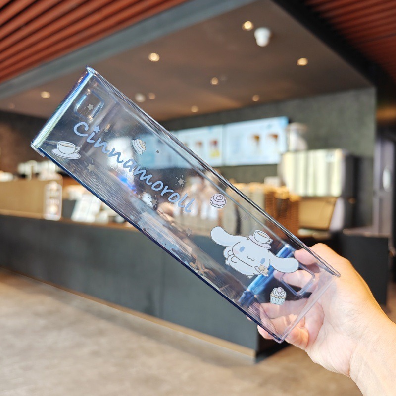 【三麗鷗&塑業】正版 长方形文具杂物盒 玉桂狗 庫洛米 凱蒂貓 塑料透明盒 桌面收纳盒子 送禮-規格圖5