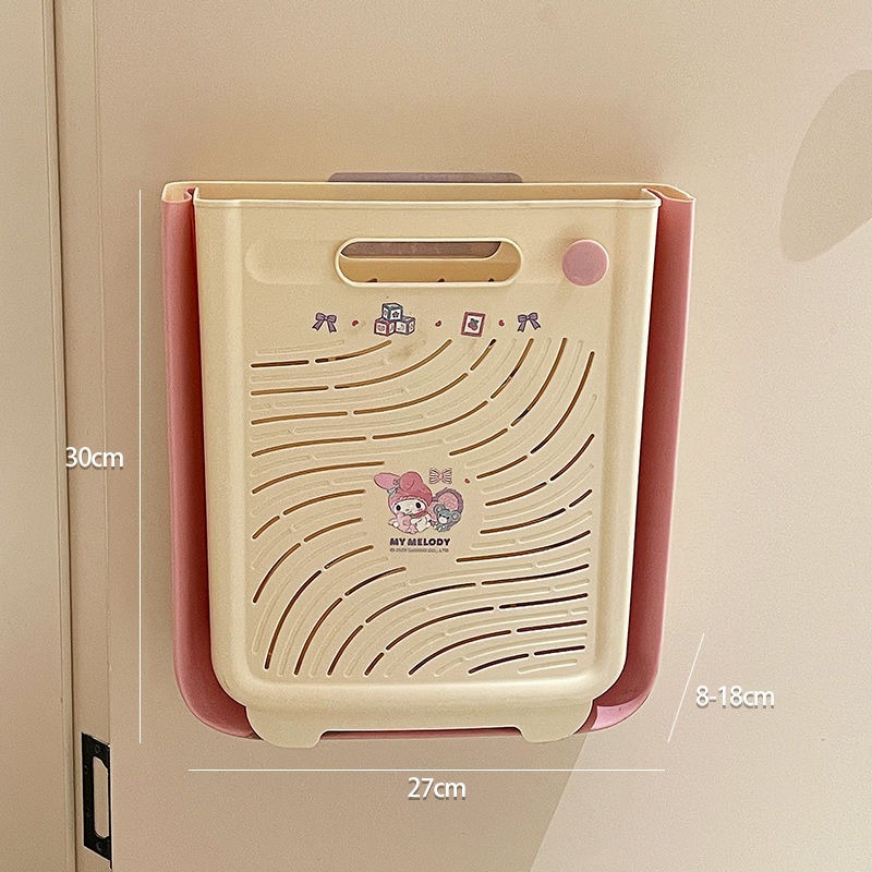 【三麗鷗&塑業】正版  脏衣篓 家用可折叠 加厚洗衣籃 壁挂落地两用衣服收纳筐大号 送禮-規格圖5