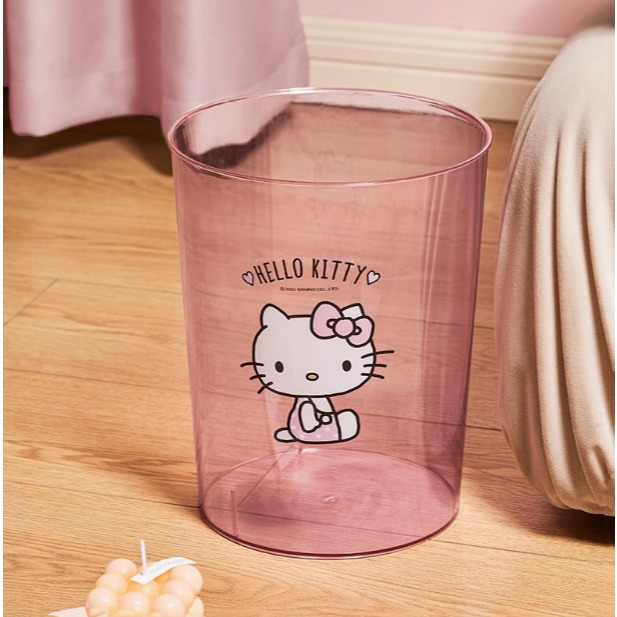 【三麗鷗&塑業】正版 透明桌面垃圾桶 庫洛米 玉桂狗 凯蒂猫 收纳杂物玩具桶 送禮-規格圖5