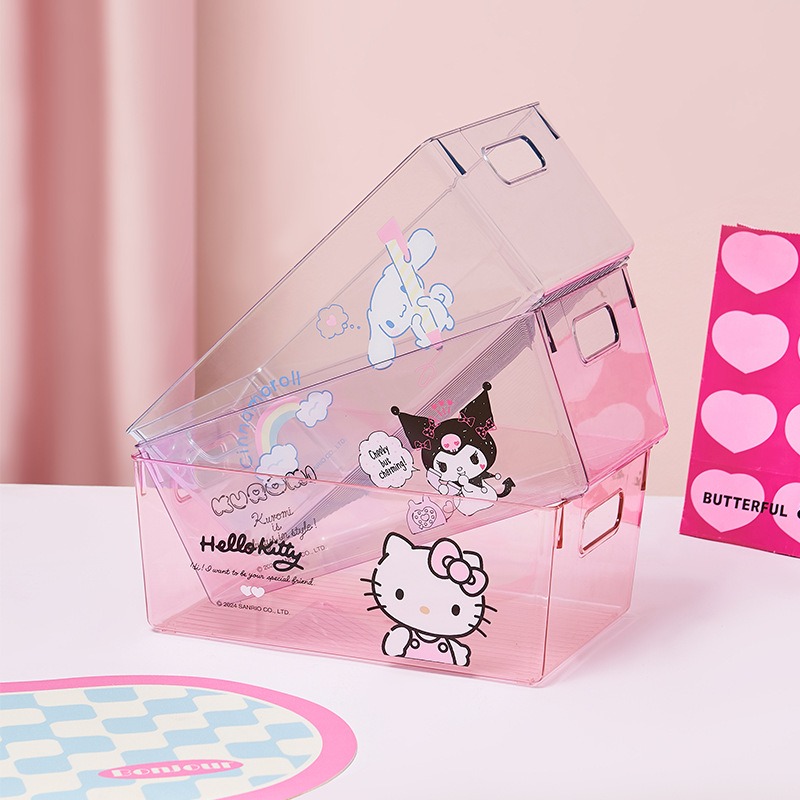 【三麗鷗&塑業】正版 收纳箱 可爱卡通桌面多功能收纳篮 玉桂狗 透明内衣收纳盒 送禮-細節圖4