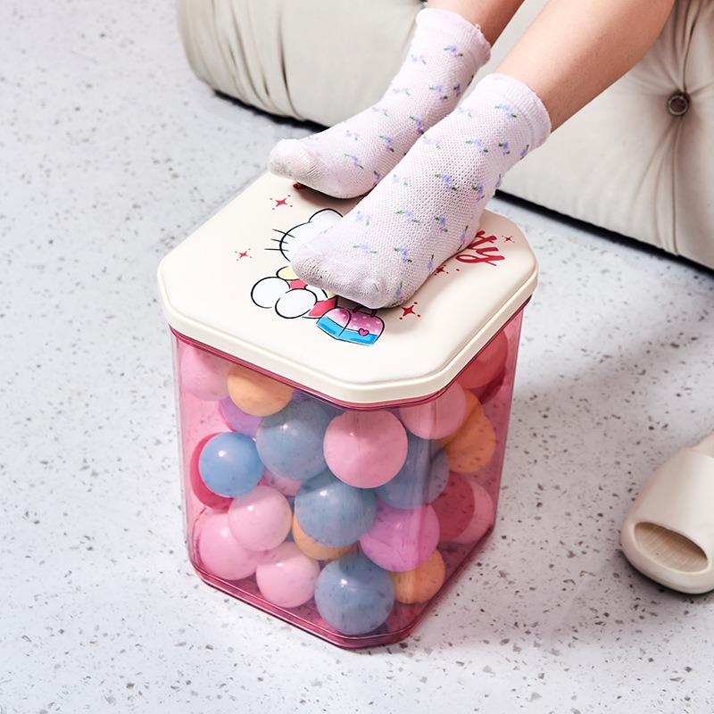 【三麗鷗&塑業】正版 收纳凳 家用储物多功能收纳凳子 透明塑料换鞋凳 卡通凳子 送禮-細節圖4