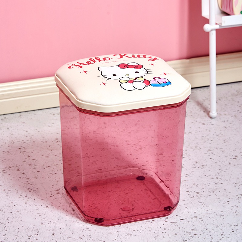 【三麗鷗&塑業】正版 收纳凳 家用储物多功能收纳凳子 透明塑料换鞋凳 卡通凳子 送禮-細節圖5