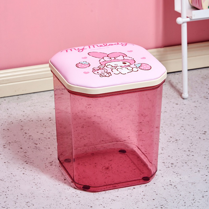 【三麗鷗&塑業】正版 收纳凳 家用储物多功能收纳凳子 透明塑料换鞋凳 卡通凳子 送禮-規格圖5