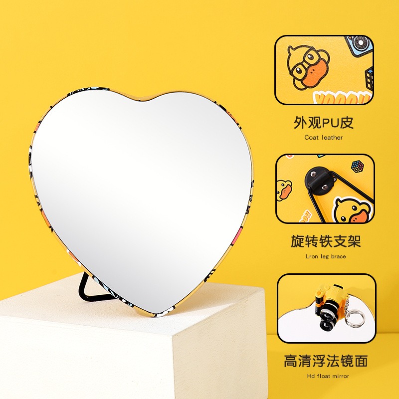 【小黃鴨&包包寶】正版 台式化妆鏡 可调节铜纸板梳妆鏡 可壁挂鏡子 美妝鏡 送禮-細節圖3