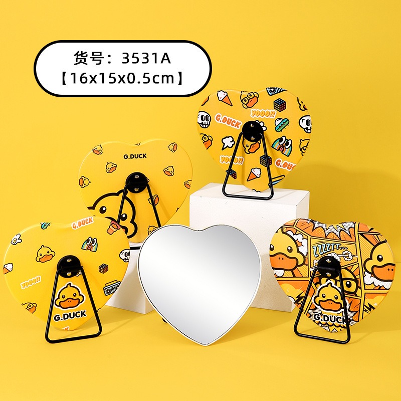 【小黃鴨&包包寶】正版 台式化妆鏡 可调节铜纸板梳妆鏡 可壁挂鏡子 美妝鏡 送禮-規格圖5