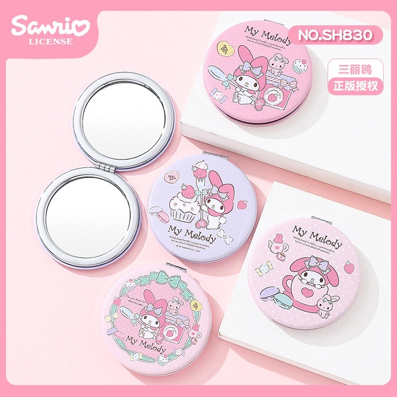 【三麗鷗&包包寶】正版 帕恰狗 PU双面鏡 小圆鏡 布丁狗 迷你鏡子 化妆鏡 随身便携小鏡子 送禮-規格圖5