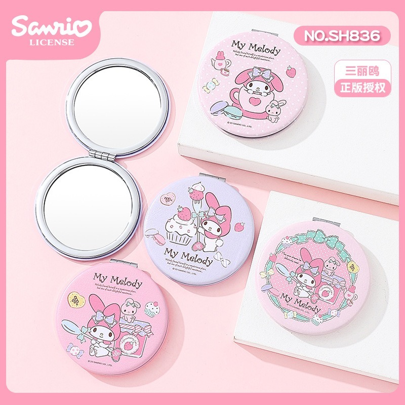 【三麗鷗&包包寶】正版 帕恰狗 PU双面鏡 小圆鏡 布丁狗 迷你鏡子 化妆鏡 随身便携小鏡子 送禮-規格圖5