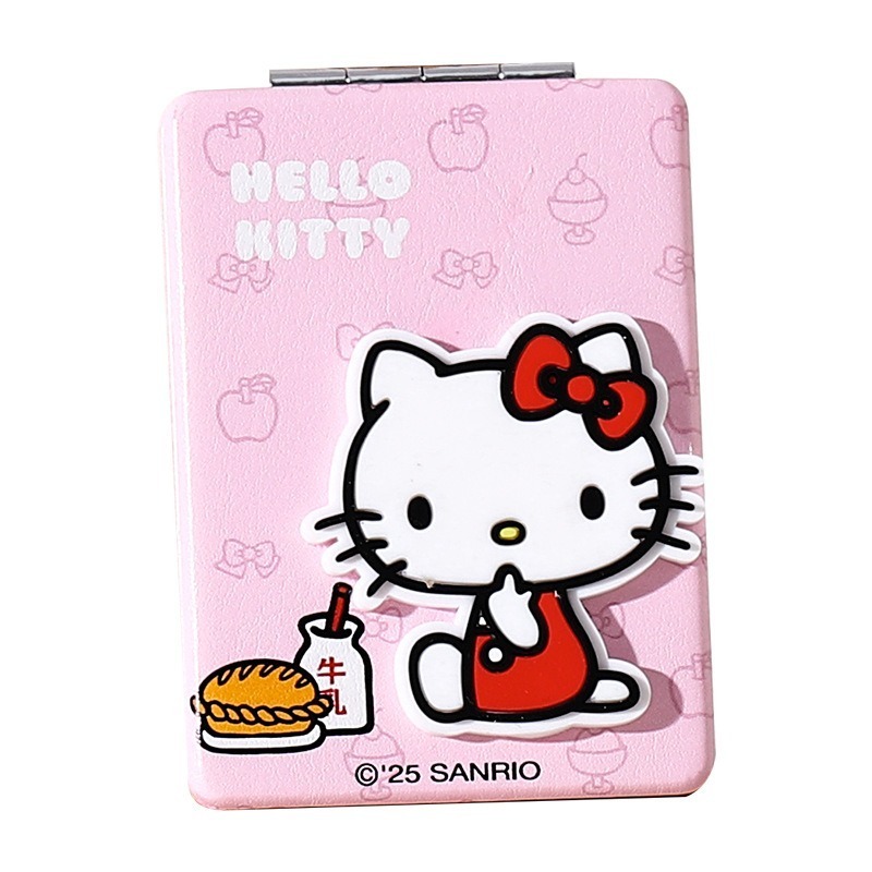 【三麗鷗&包包寶】正版 Hello Kitty 流沙油包双面折叠鏡 美妝鏡子 随身携带化妆鏡 包包掛件鏡子 送禮-細節圖5