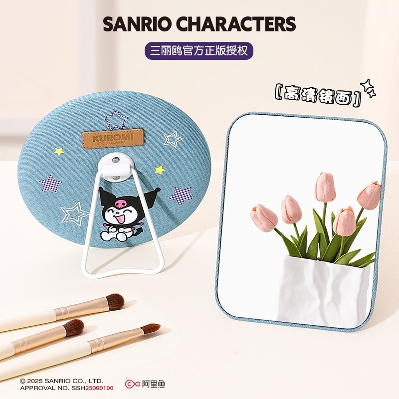 【三麗鷗&包包寶】正版 庫洛米 化妆鏡 高颜值鏡子 凱蒂貓 桌面台鏡 便携梳妆鏡 送禮-細節圖2