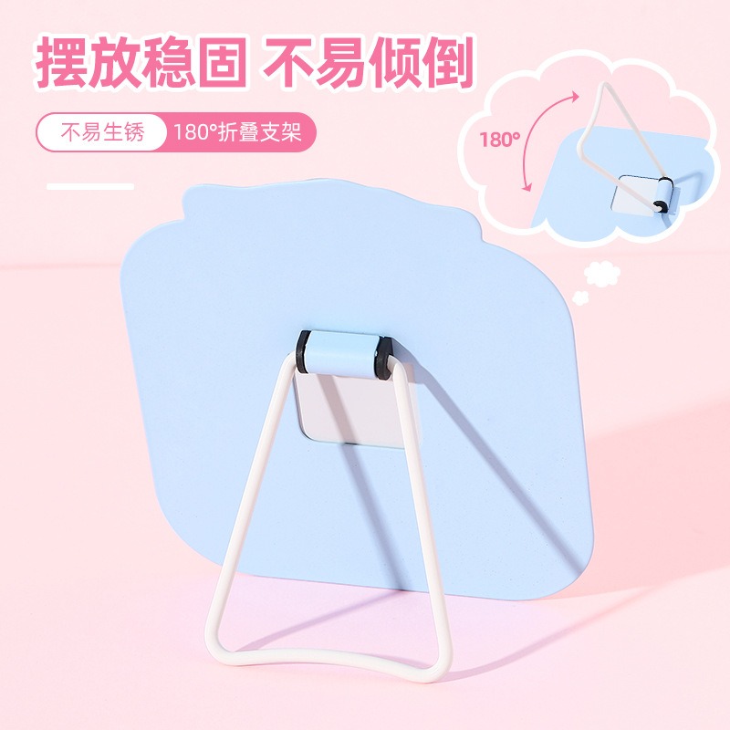 【三麗鷗&包包寶】正版 卡通铁质镜子随身便携挂式学生梳妆折叠桌面化妆镜-細節圖3