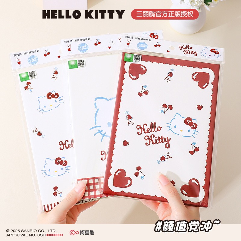 【三麗鷗&包包寶】正版 凯蒂猫系列 化妆鏡 台式公主鏡 折叠双面鏡 随身便携可挂鏡子 送禮-細節圖3