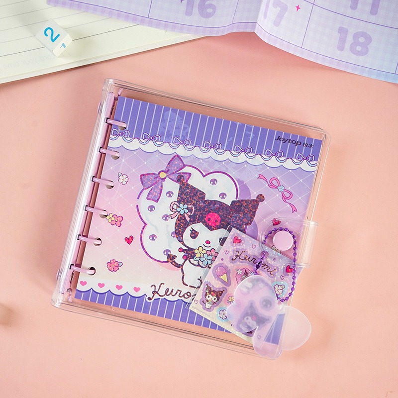 【Joytop悦木】三麗鷗 花花万物-方形水晶活页手帐本 学生本子 金属夹活页本 送禮-細節圖3