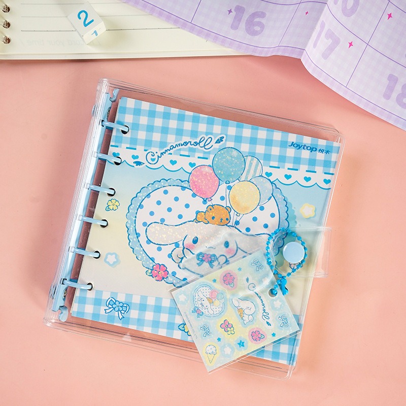 【Joytop悦木】三麗鷗 花花万物-方形水晶活页手帐本 学生本子 金属夹活页本 送禮-規格圖5