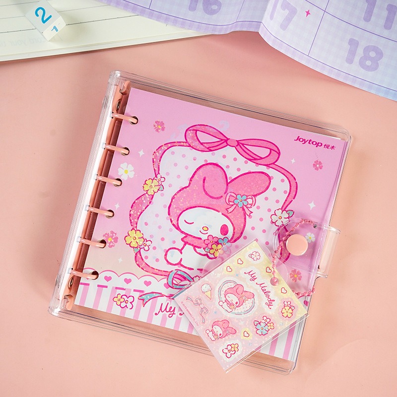【Joytop悦木】三麗鷗 花花万物-方形水晶活页手帐本 学生本子 金属夹活页本 送禮-規格圖5