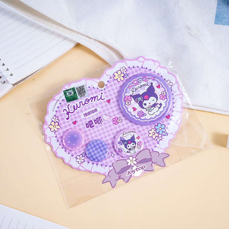 【Joytop悦木】三麗鷗 吧唧咕卡貼紙 庫洛米 日韩可爱創意儿童学生徽章 送禮-規格圖5