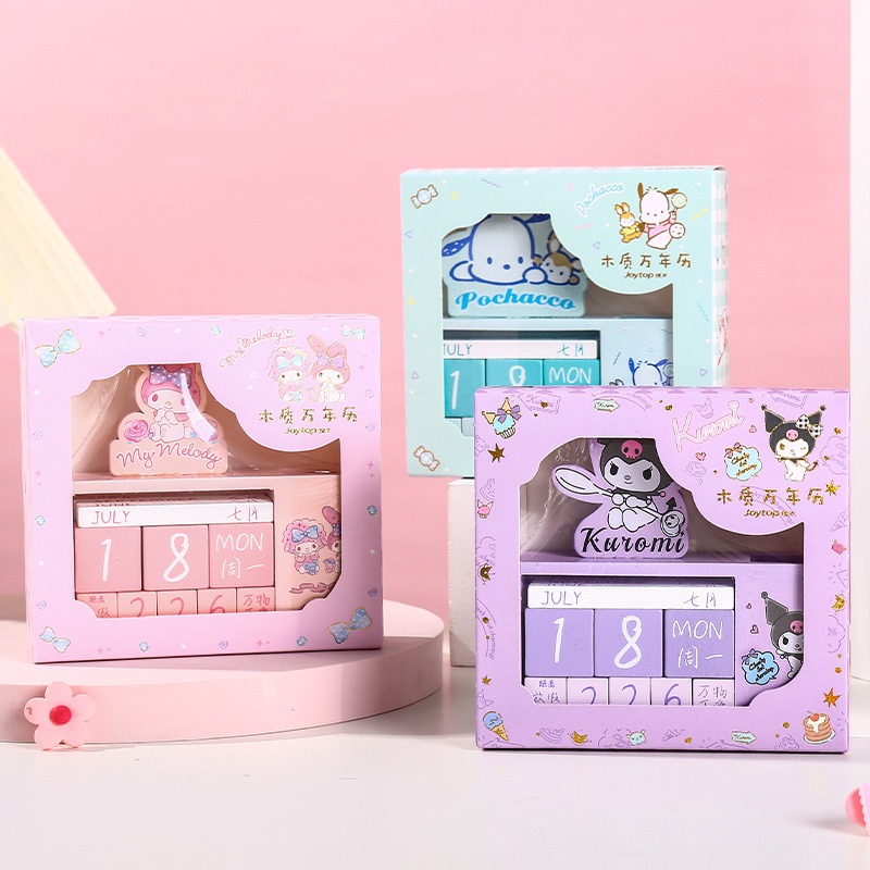【Joytop悦木】三麗鷗 木质万年曆 考试倒计时台曆 日曆 卡通創意桌曆 送禮-細節圖2