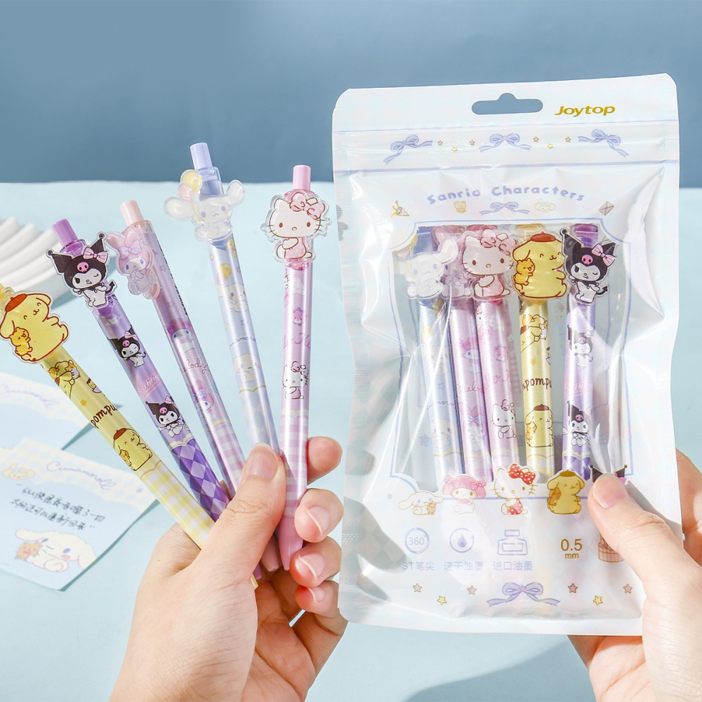 【Joytop悦木】三麗鷗 贴片按动中性筆5支混装（针管头手帐筆芯）送禮-細節圖5