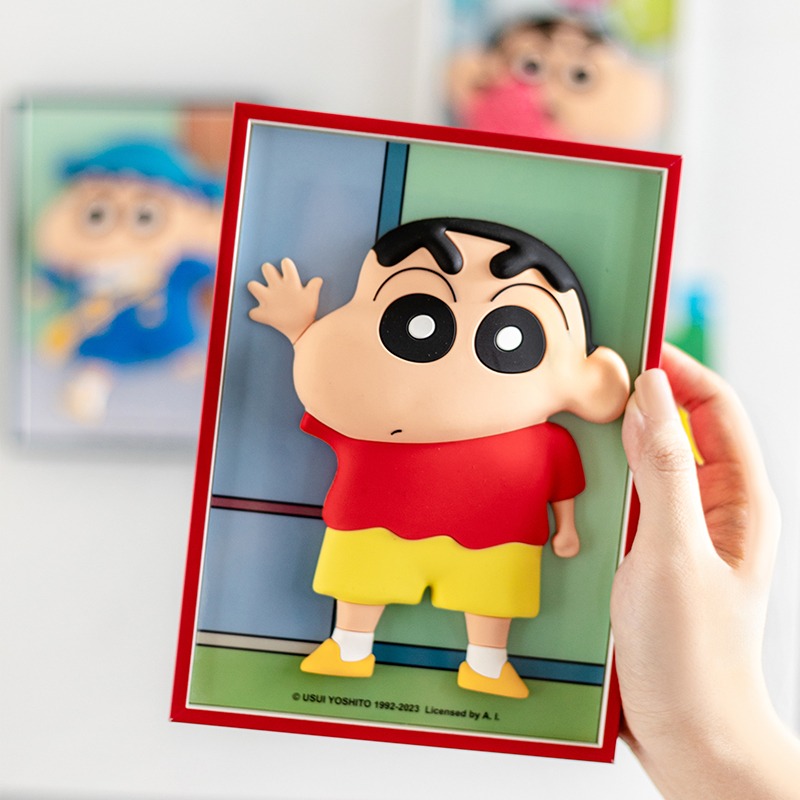 【樂融融】正版 蠟筆小新 3d立体相框 网红冰箱貼 装飾磁貼 卡通可爱擺件 送禮-細節圖2