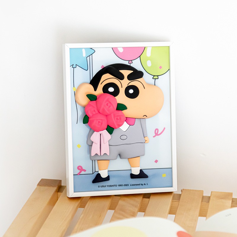 【樂融融】正版 蠟筆小新 3d立体相框 网红冰箱貼 装飾磁貼 卡通可爱擺件 送禮-細節圖4