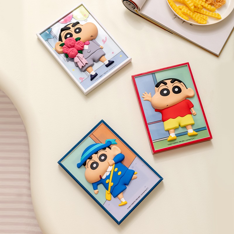 【樂融融】正版 蠟筆小新 3d立体相框 网红冰箱貼 装飾磁貼 卡通可爱擺件 送禮-細節圖5