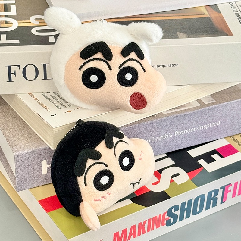 【漫貓】正版 蠟筆小新  毛絨掛件化妆镜 可爱小巧包包鑰匙扣掛飾 吊飾 送禮-細節圖4