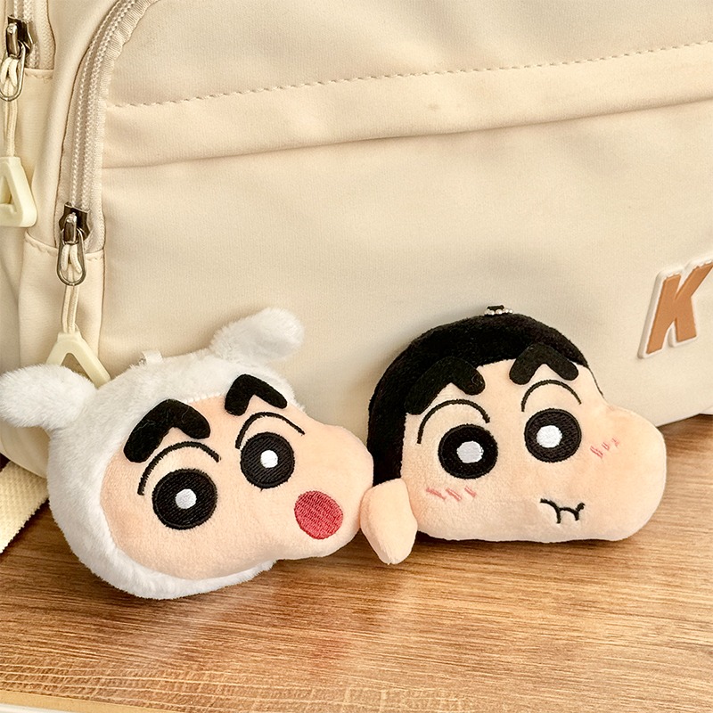 【漫貓】正版 蠟筆小新  毛絨掛件化妆镜 可爱小巧包包鑰匙扣掛飾 吊飾 送禮-細節圖5