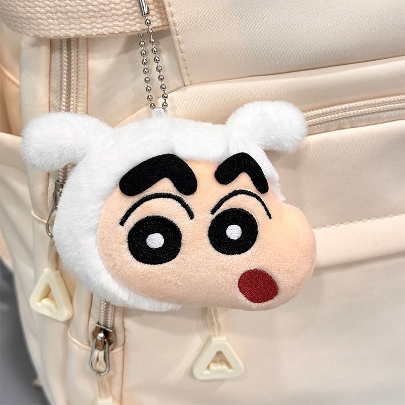 【漫貓】正版 蠟筆小新  毛絨掛件化妆镜 可爱小巧包包鑰匙扣掛飾 吊飾 送禮-規格圖5