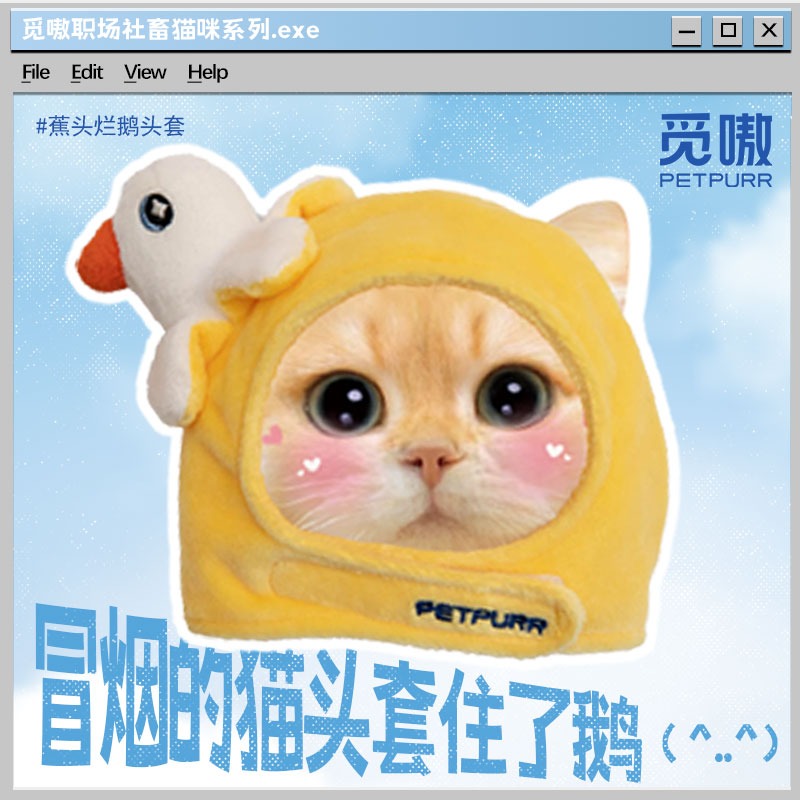 【覓嗷】正版 三麗鷗 职场系列-摸鱼可愛寵物头套 貓咪鸭梨大 萌宠小型狗帽子通用 送禮-細節圖4