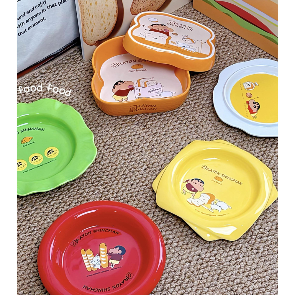 【摩登主妇&蠟筆小新】三明治陶瓷餐具 餐盘 高颜值家用疊疊樂套裝 可愛零食碟子 送禮-細節圖5
