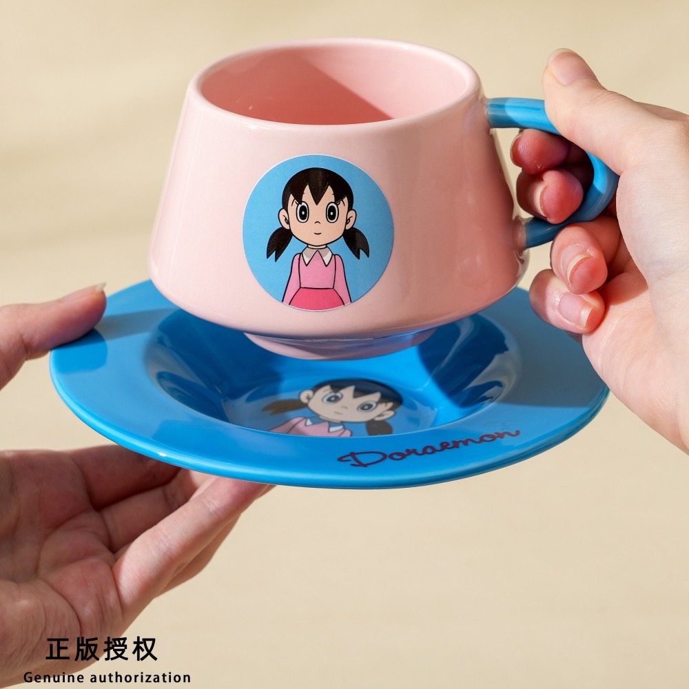 【現貨】正版 哆啦A夢 咖啡杯 馬克杯 水杯 牛奶杯 杯+碟一套 陶瓷材質 禮盒裝 小叮噹 哆啦a夢 送禮 焦點-細節圖4