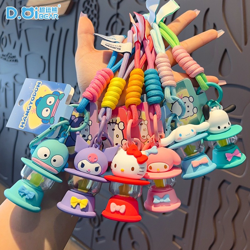 【冉紅】正版 三麗鷗 庫洛米 鑰匙扣 鑰匙圈 煤油小夜燈 卡通公仔 发光创意 书包 吊飾 掛件 送禮 美樂蒂-細節圖2