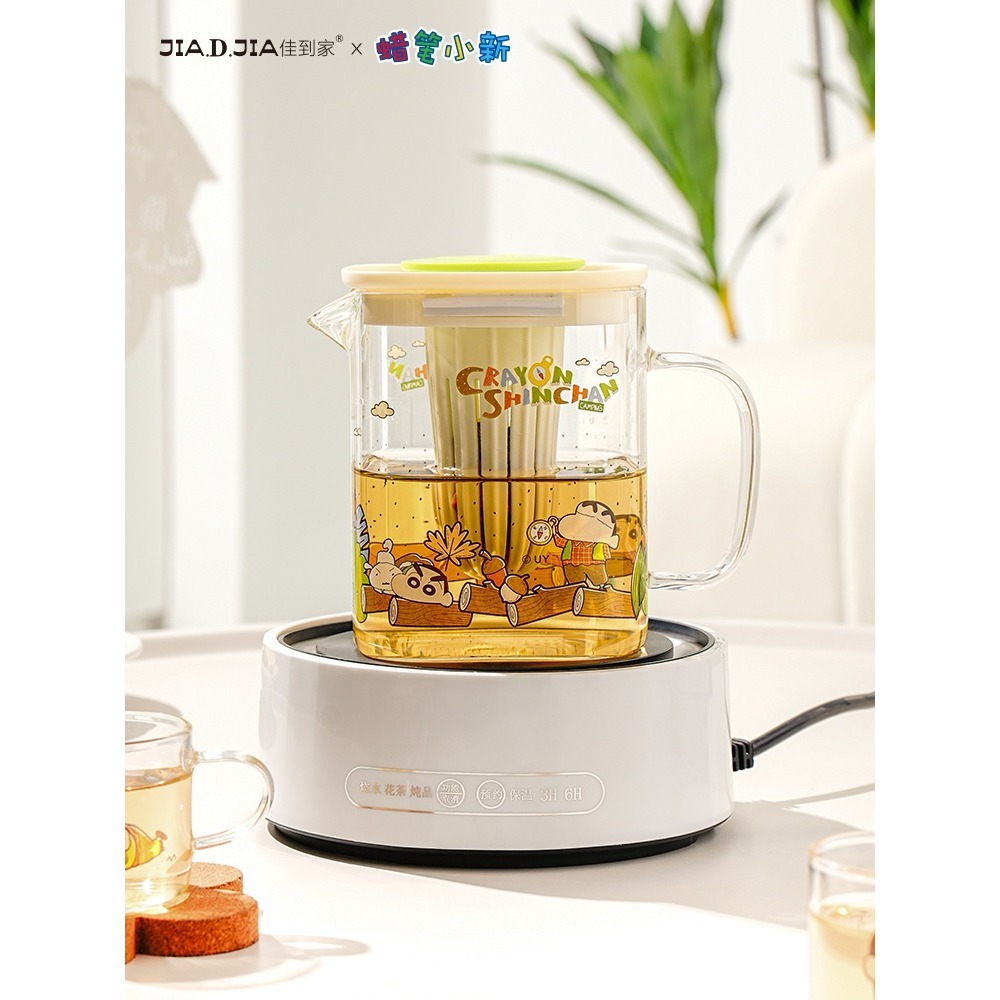 【現貨】正版 蠟筆小新 玻璃杯 茶杯 茶壺 茶具 4茶杯+1茶壺套裝 玻璃材質 高溫耐煮 送禮 新之助-細節圖6