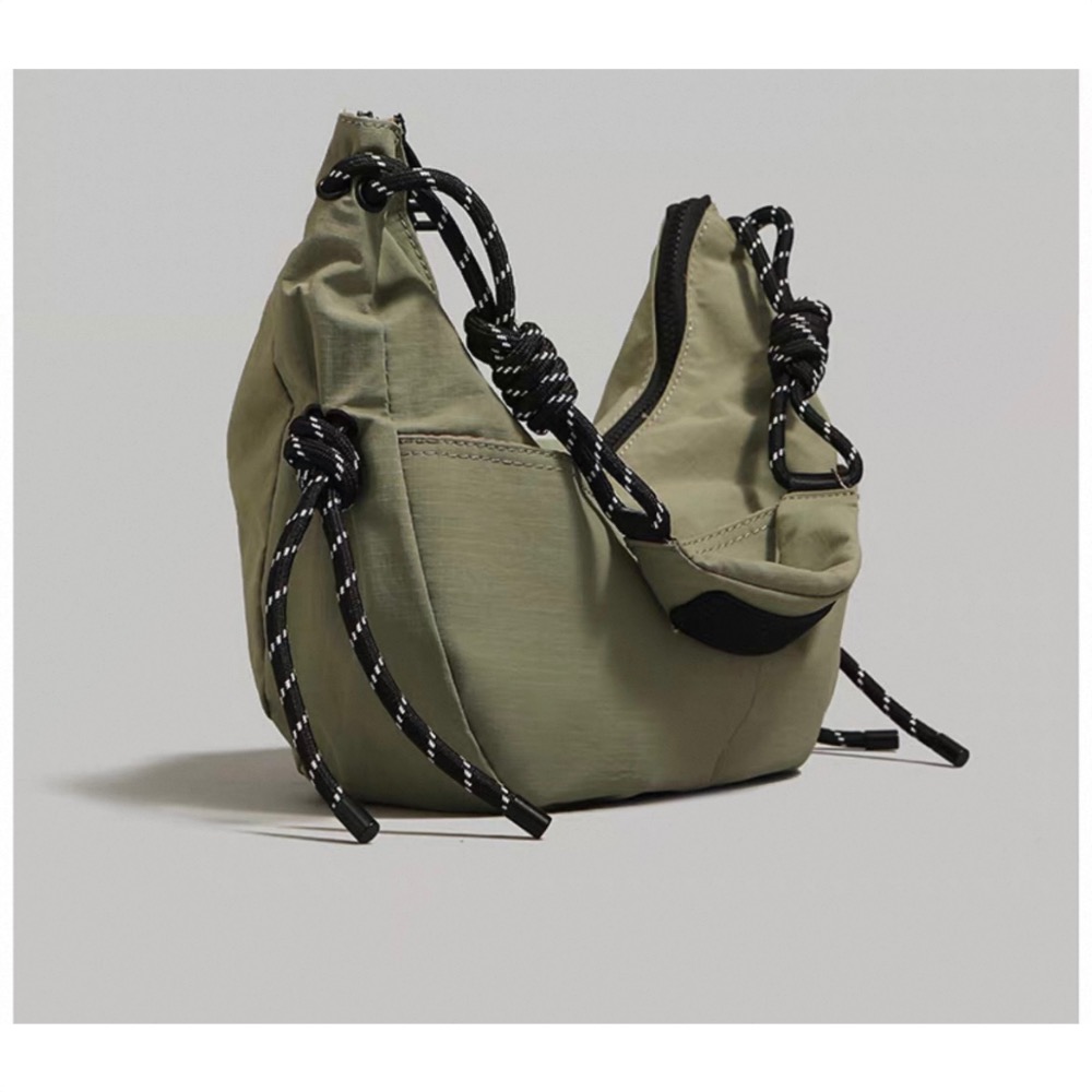 大容量腋下包新款百搭通勤餃子包时尚潮流單肩斜挎兩用包深綠-細節圖3