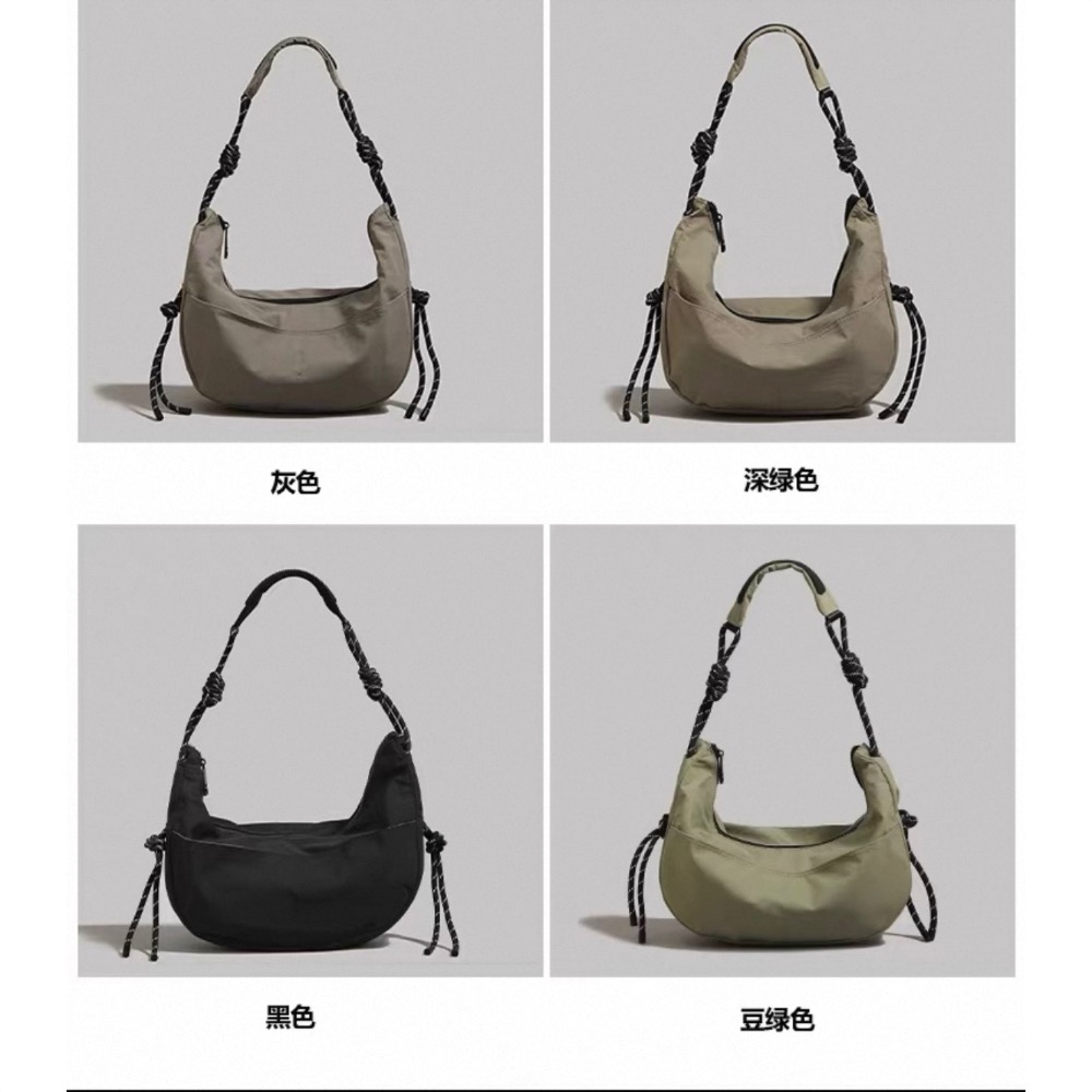 大容量腋下包新款百搭通勤餃子包时尚潮流單肩斜挎兩用包深綠-細節圖5