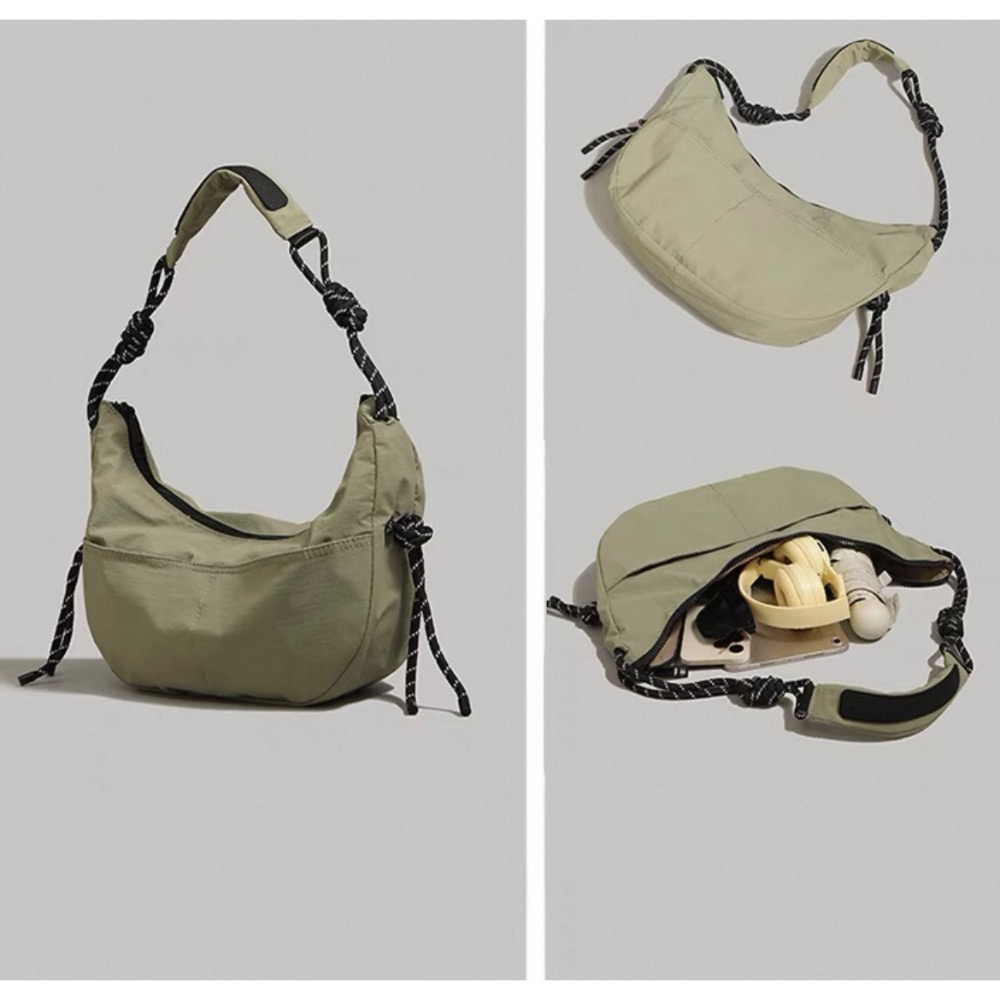 大容量腋下包新款百搭通勤餃子包时尚潮流單肩斜挎兩用包深綠-細節圖10