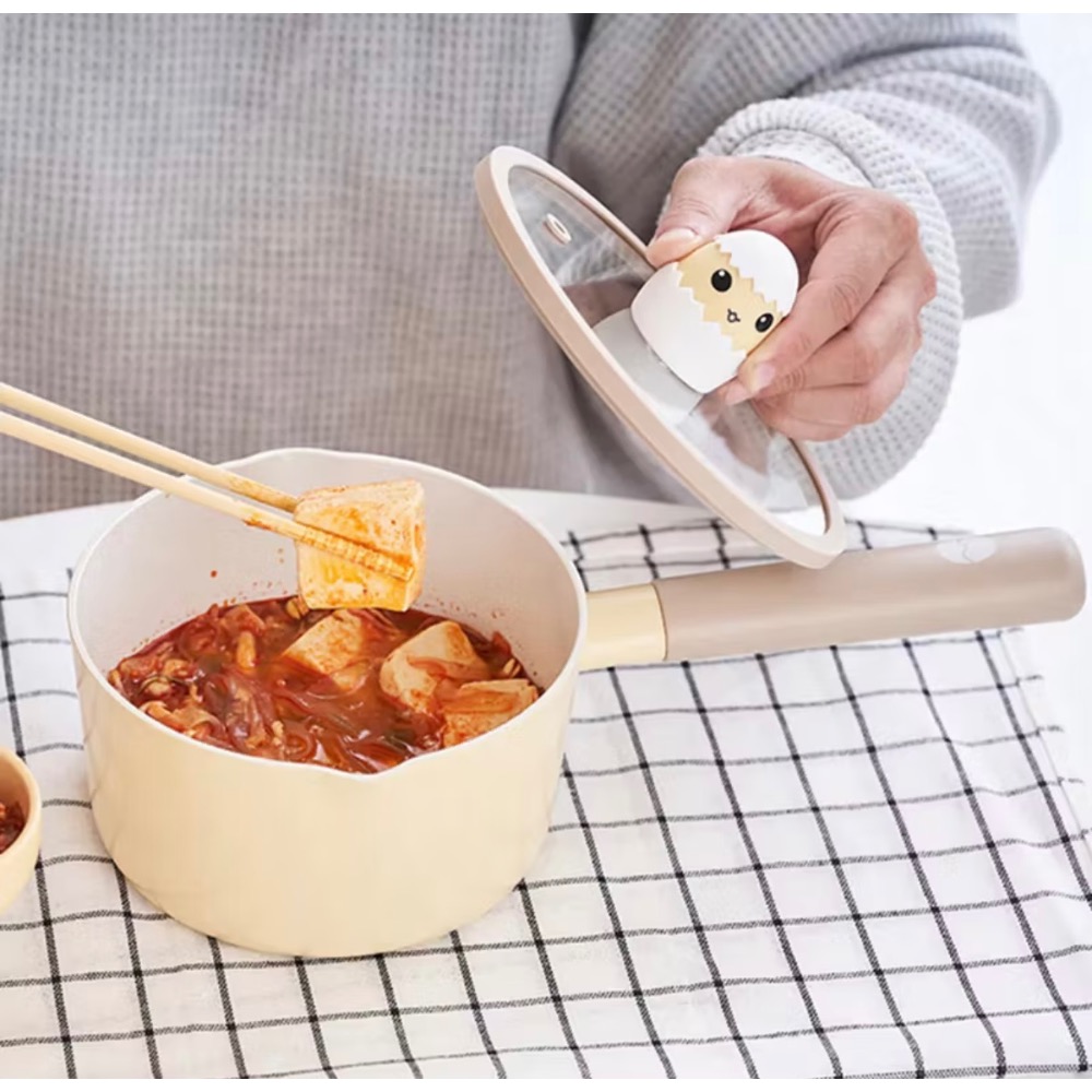 NEOFLAM 小蛇系列鑄造鍋具兩件組-單柄湯鍋+玻璃蓋16公分(IH爐可用鍋/非鐵氟龍不沾塗層)-細節圖5